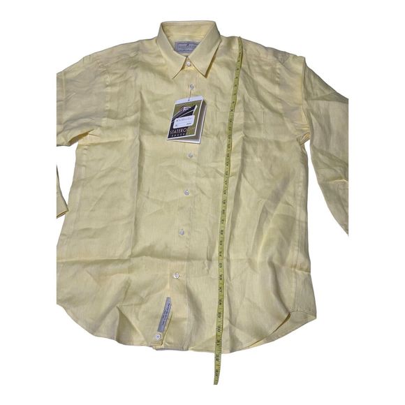 Madeleine Finn Maru Stateroom Baggage Men’s ‎ Large Yellow Button Up Cotton - Picture 11 of 12